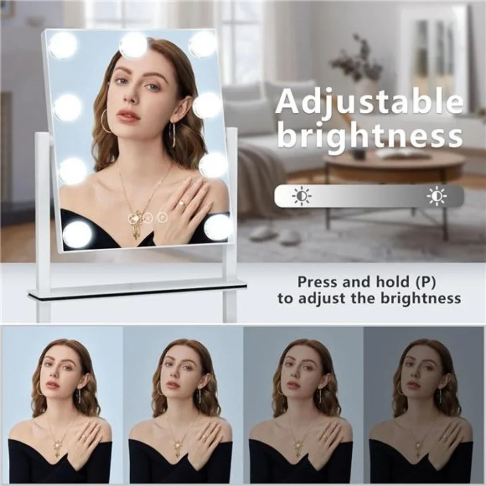 Vanity Mirror with Lights,Lighted Vanity Mirror with 9 Dimmable Bulbs